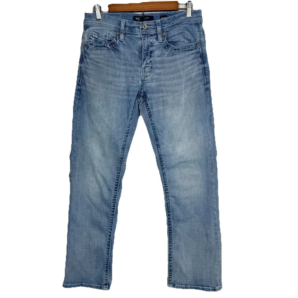 BKE Carter Boot Jeans Mens 30x30 Light Wash‎ Stretch Denim Bootcut Distressed